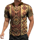 domirica Mens Western Print Lace Up Short Sleeve Shirts