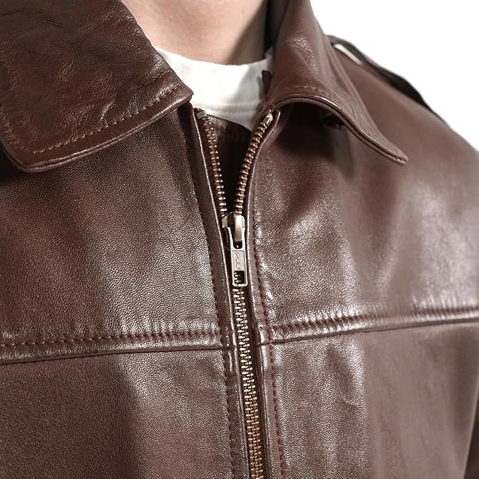 Men's Leather Bomber Aviator Jacket