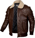Men's Leather Bomber Aviator Jacket
