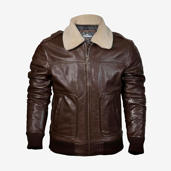 Men's Leather Bomber Aviator Jacket